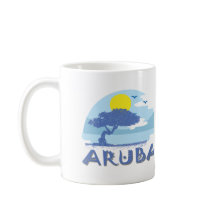 Bleu rétro Aruba Divi Arbre, Soleil et Océan