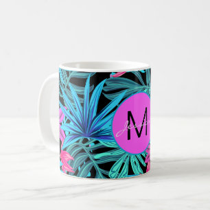 Mug Bleu rose clair Tropical Floral Personnalisé