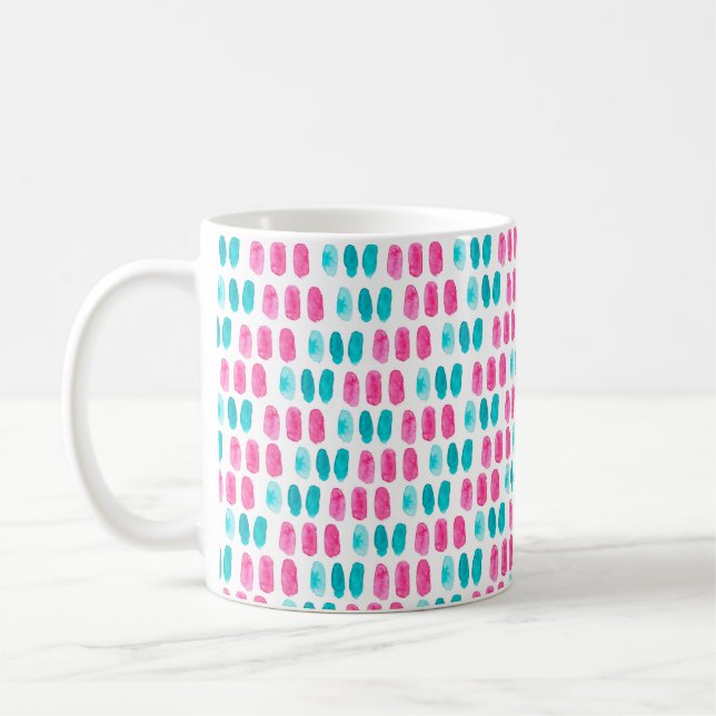 Mug Bleu rose. Motif de peinture Abstrait (Gauche)