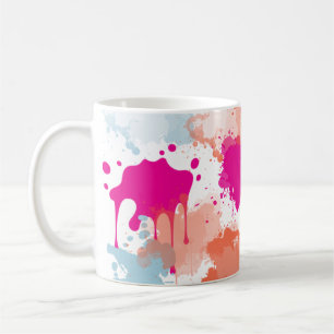 Mug Bleu rose orange Abstrait Peinture