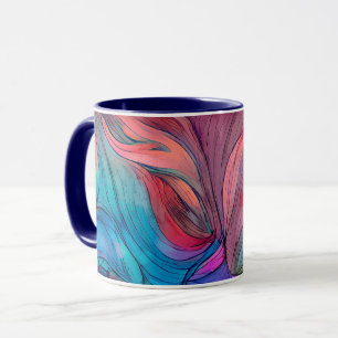 Mug Bleu rose Turquoise Lilac Aquarelle Encre Abstract