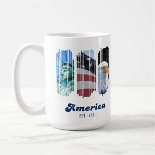 Mug Bleu rouge et blanc Fragmenté Amérique Art
