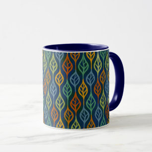 Mug Bleu rouge orange vert Turquoise automne Feuilles 