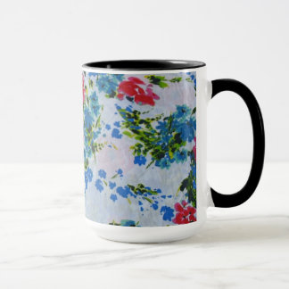 Mug Bleu rouge Vintage fin indien motif floral