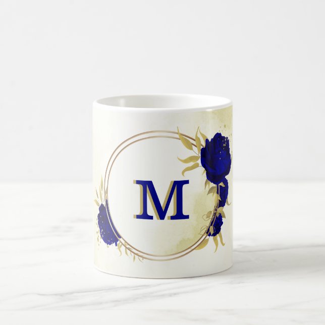Mug bleu royal floral or (Centre)