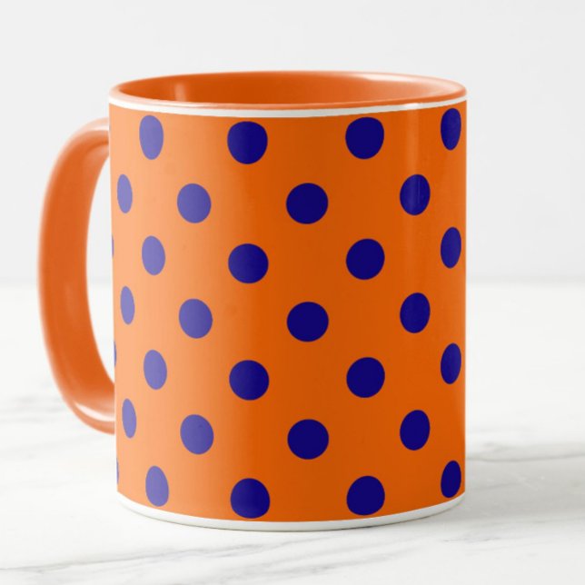 Mug Bleu Sur Orange Pois Design Motif (Créateur téléchargé)
