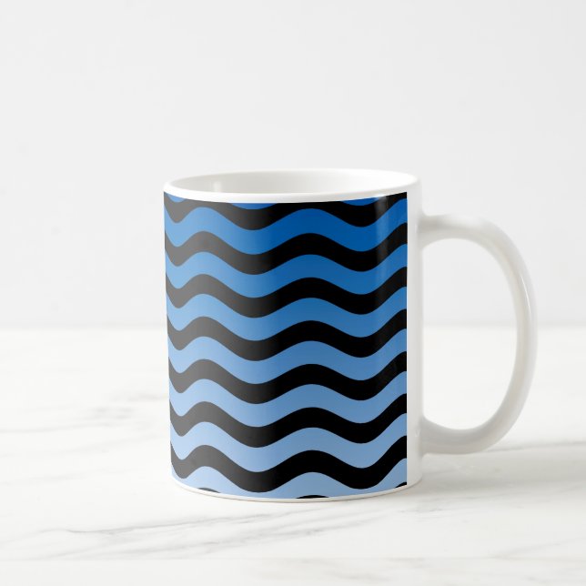 Mug Bleu teintes ondulées rayures (Droite)