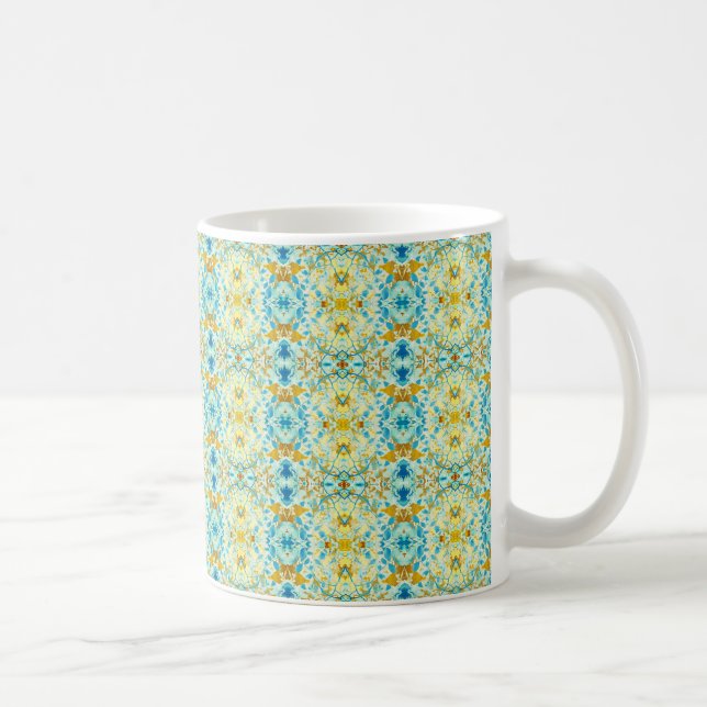 Mug Bleu Turquoise d'art botanique Abstrait (Droite)