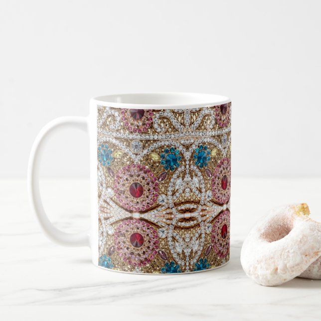 Mug bleu turquoise or bordeaux rose bohème (Avec donut)