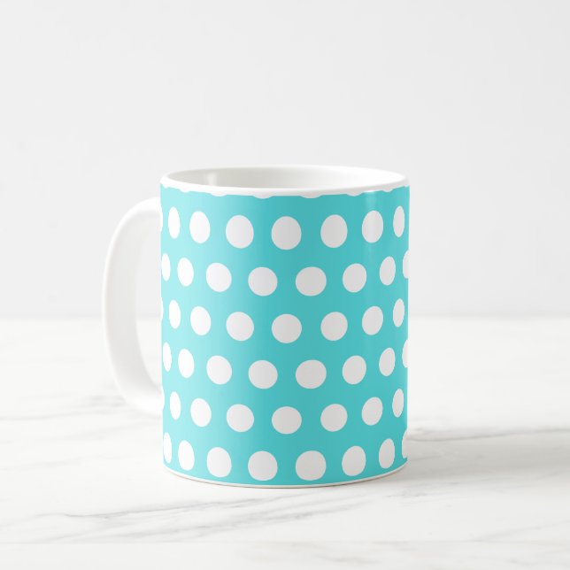 Mug Bleu Turquoise pois (Devant gauche)