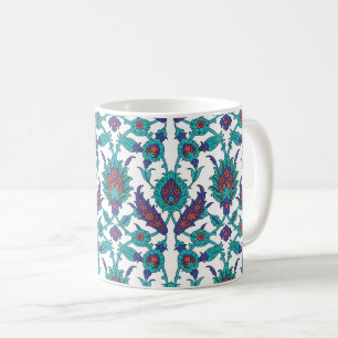 Mug Bleu Turquoise Rouge Blanc Oriental Floral