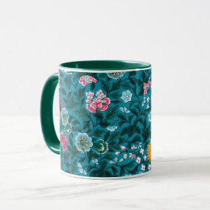 Mug Bleu Turquoise Vert Rouge rose Jaune Motif Floral