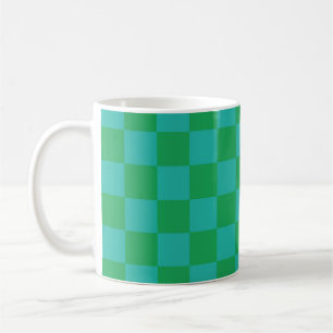 Mug Bleu vert À damiers En vichy Motif