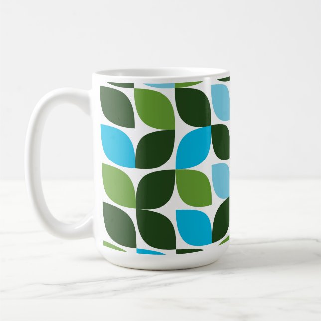 Mug Bleu, vert, cool, tendance, nature moderne abstrai (Gauche)