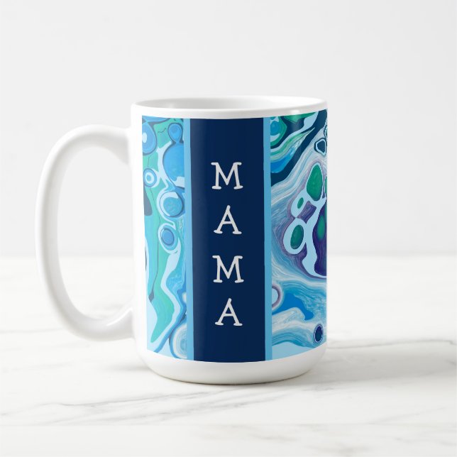 Mug Bleu vert personnalisé Marbre numérique (Gauche)