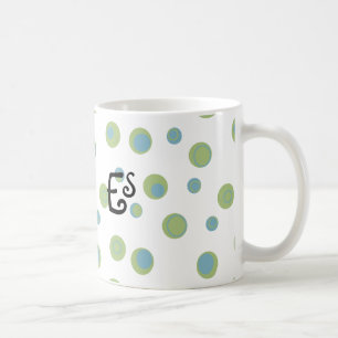 Mug Bleu Vert Pois Monogramme