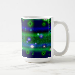 Mug Bleu vert rayures avec étoiles et Raindrops