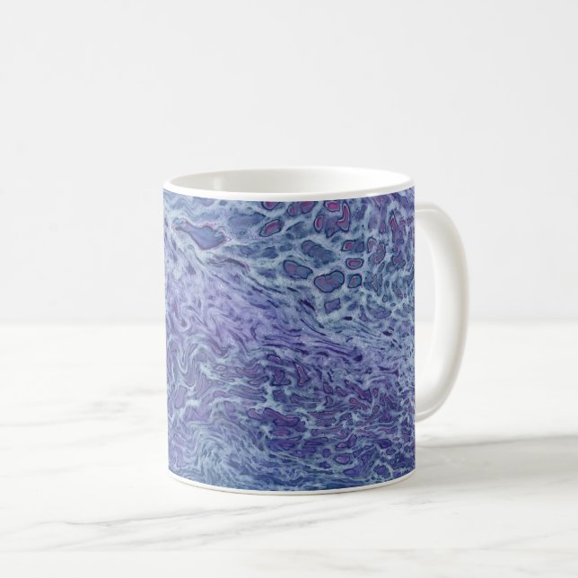 Mug Bleu & Violet Acrylique Abstrait Fluid Art (Devant droit)