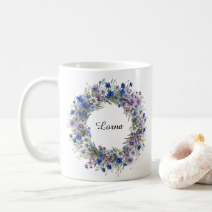 Mug Bleu & Violet Beau Fleur sauvage Wreath Custom