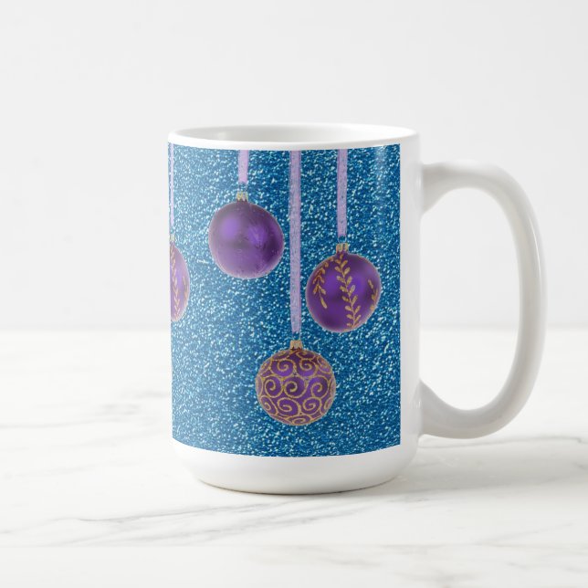 Mug Bleu violet Parties scintillant Joyeux Noël Bauble (Droite)