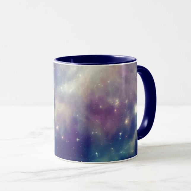 Mug Bleu Violet Turquoise Nebula Voie Lactée (Devant droit)
