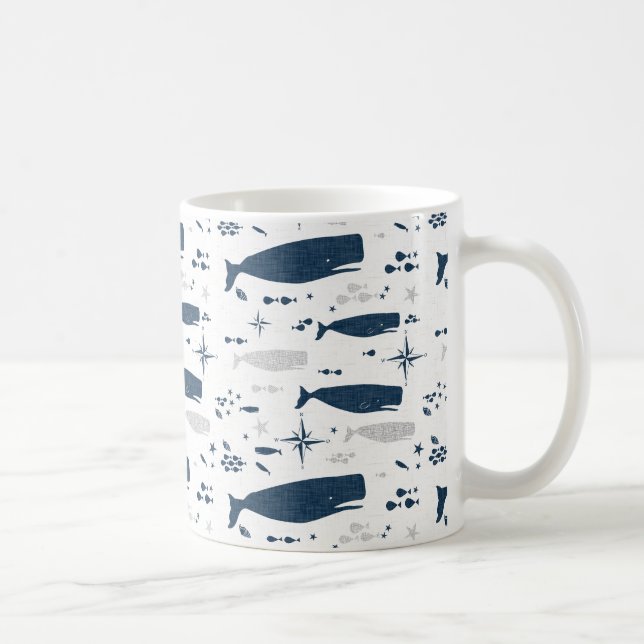MUG BLEUE BLANCHE DE BALEINE DE SPERME AVEC TEXTURE (Droite)