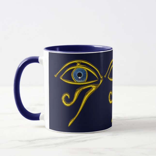 MUG BLEUE TALISMAN / OEIL OR HORUS (Gauche)