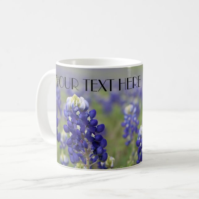Mug Bleus de Lupins Fleurs Bleues Texas Florale Texan (Devant gauche)
