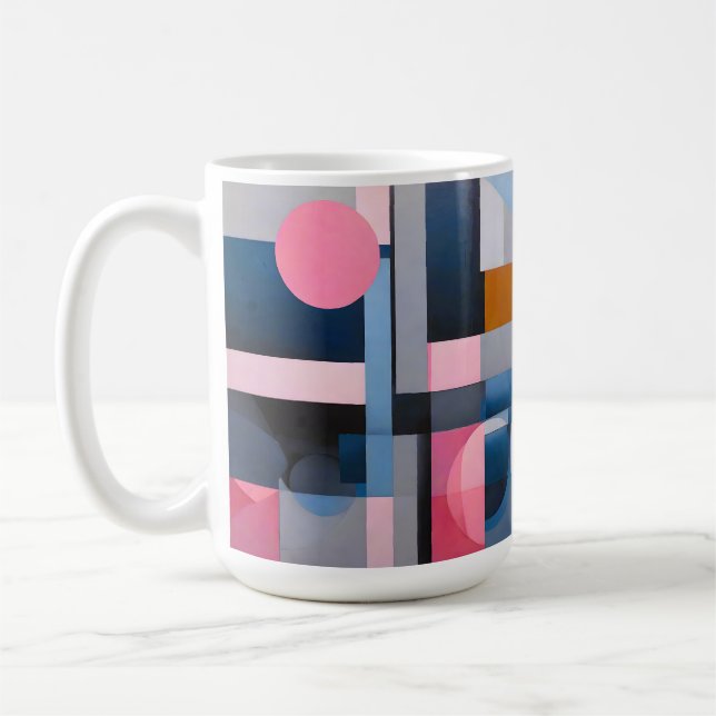Mug Bleus et roses subtils dans l'abstraction géométri (Gauche)
