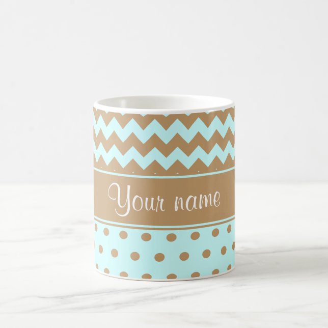 Mug Bleus layette chics de pois de chevrons de chameau (Centre)