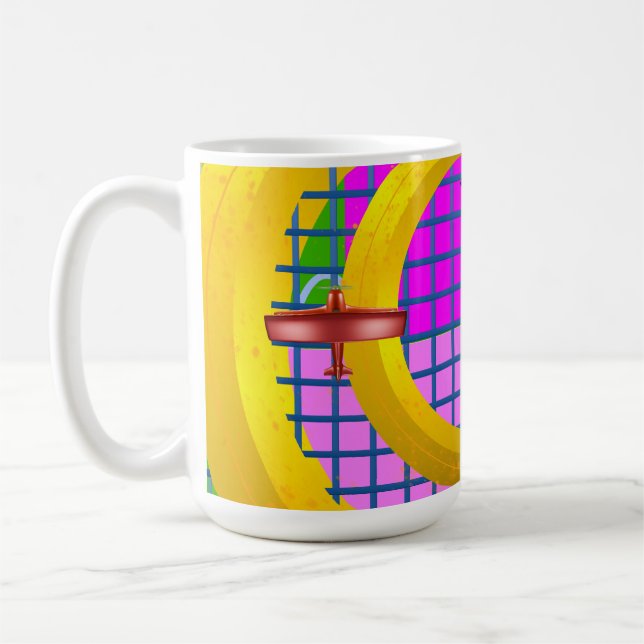 Mug Bleus Rouges Bagues Or Géométrique (Gauche)