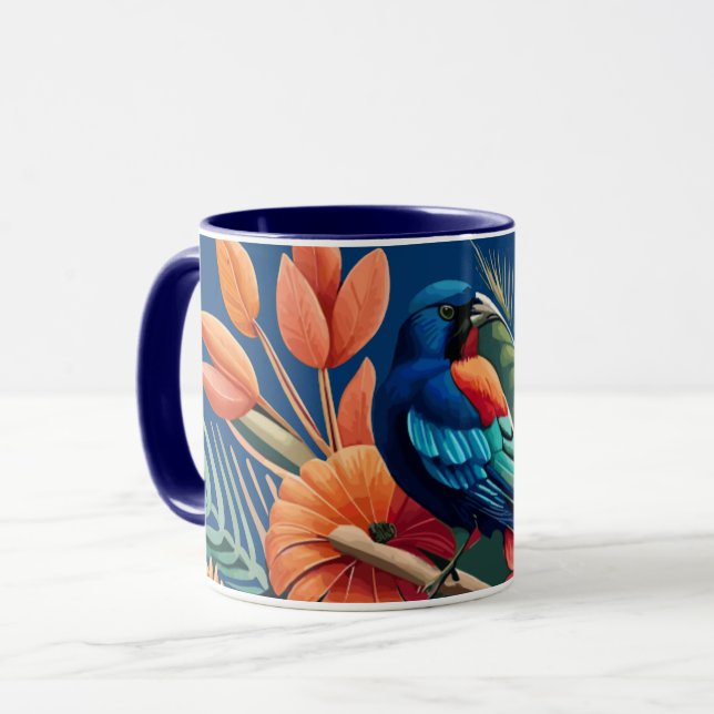Mug Bliss tropicaux : une fusion vibrante de la flore (Devant gauche)
