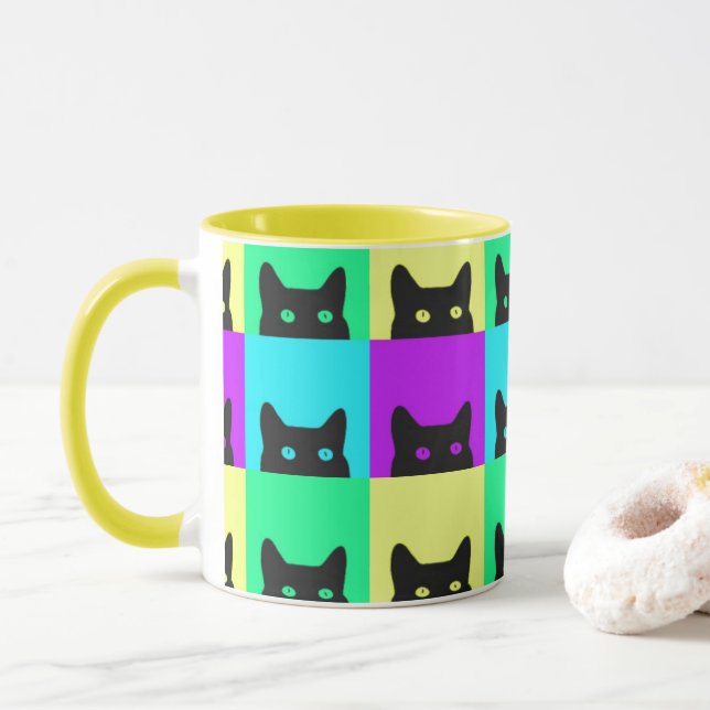 Mug Bloc coloré de chat Kitty (Avec donut)