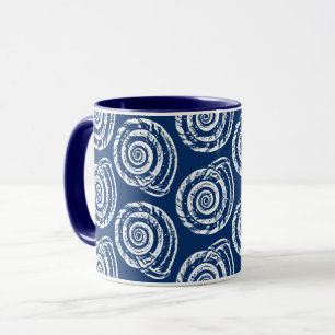Mug Bloc de coquillages en spirale Impression, bleu et
