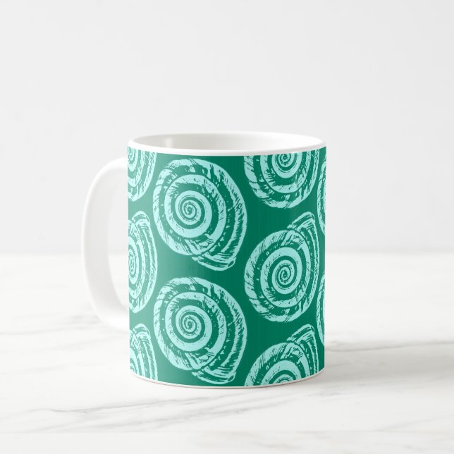Mug Bloc de coquillages spiraux Impression, Turquoise  (Devant gauche)