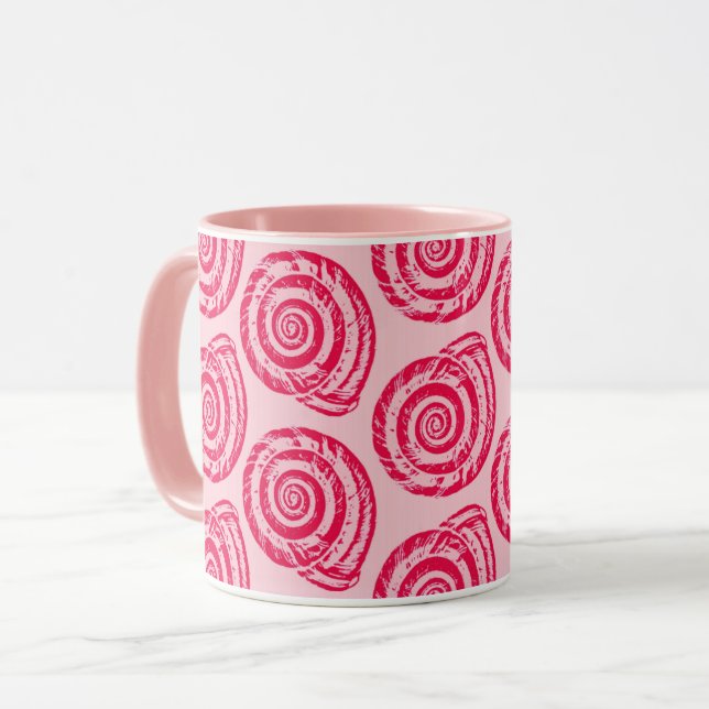 Mug Bloc de coquillages spiraux Imprimer, rose de cora (Devant gauche)
