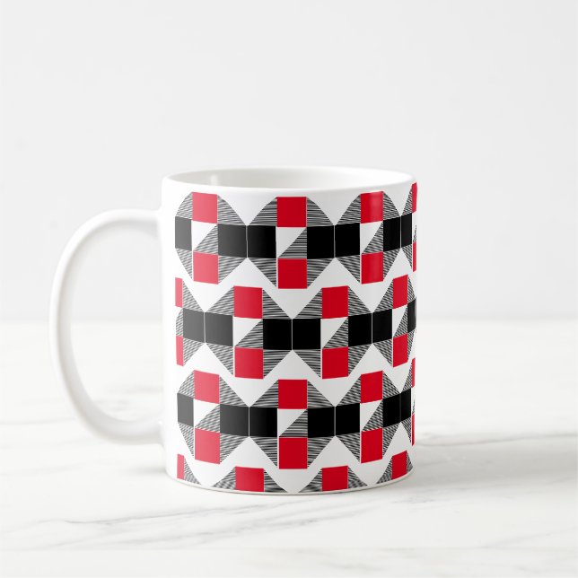 Mug Bloc de couleur géométrique rouge et noir moderne (Gauche)