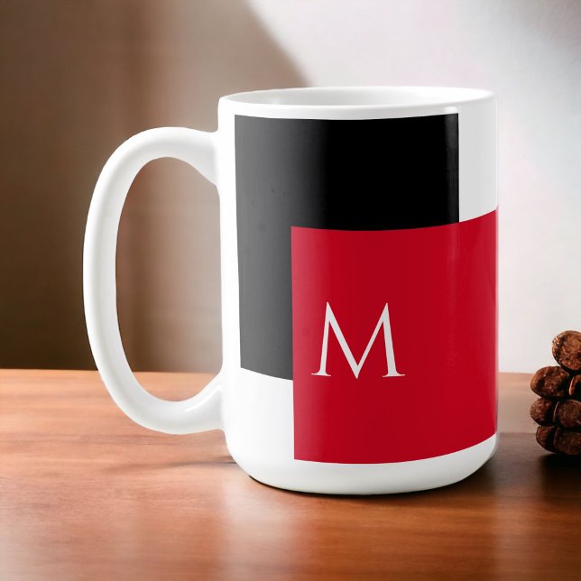 Mug Bloc de couleur minimal simple avec monogramme ini (Enjoy your coffee or tea in this bold and bright color block mug personalized with your initial.)