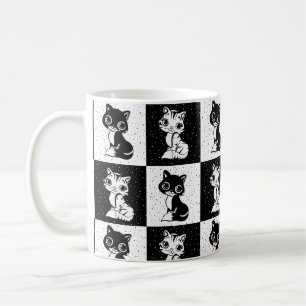 Mug Bloc de monogramme noir blanc pour chat