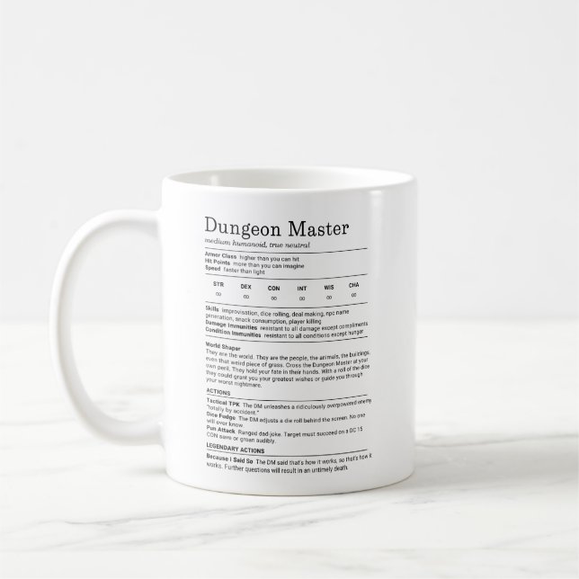 Mug Bloc de statistiques du Maître de Donjon (Gauche)