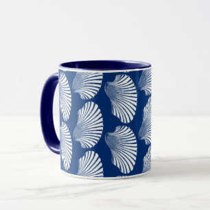 Mug Blocage de coquille de saint Jacques, bleu et blan