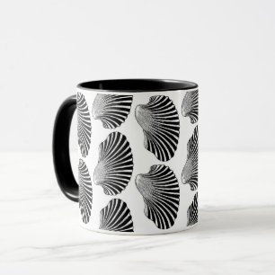 Mug Blocage de coquille de saint Jacques, noir et blan