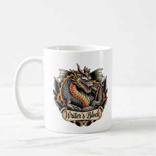 Mug Blocage de l'écrivain dragon tatouage écriture hum