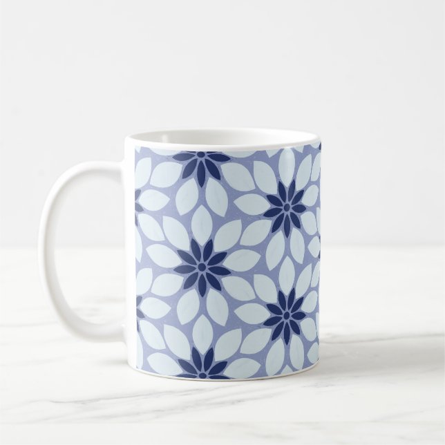 Mug Blocage Imprimer Carrelage Fleurs bleues (Gauche)