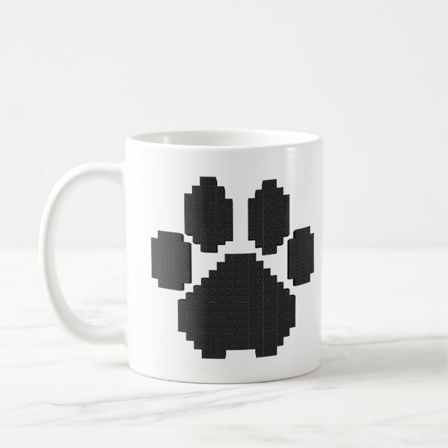 Mug Blocs de construction d'empreintes de chien noir (Gauche)