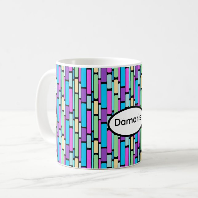 Mug Blocs Rétro de Couleurs Vives (Devant gauche)