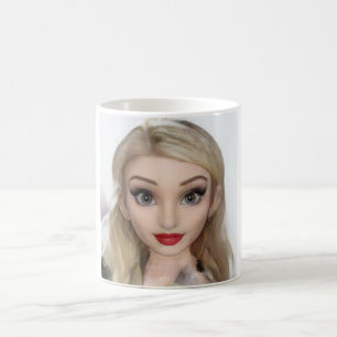 Mug Blond cartoon doll red lipstick
