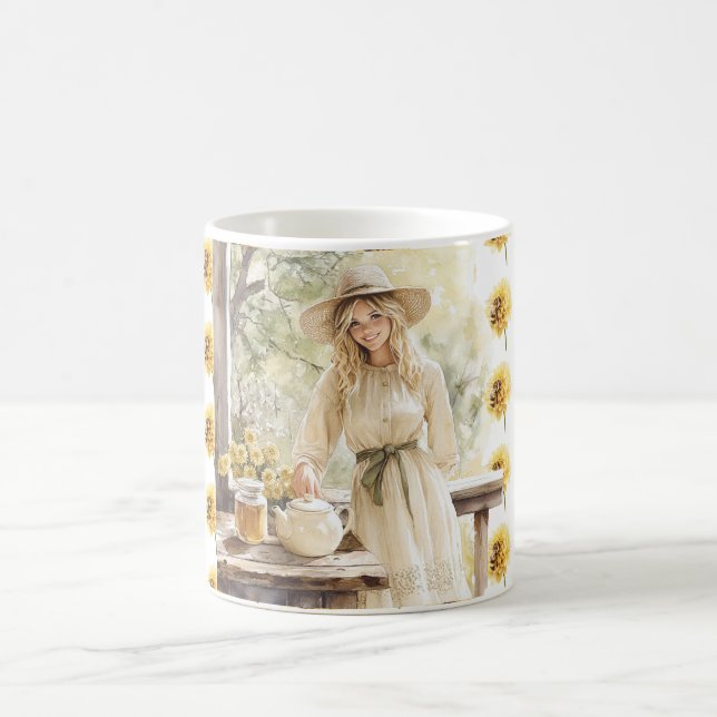 Mug Blond Floral Femme Miel Jaune (Centre)