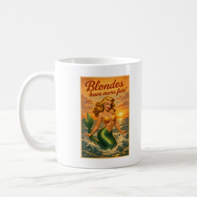Mug Blondes S'amusent Plus Pin-Up Sirène | Plage Rétro (Gauche)