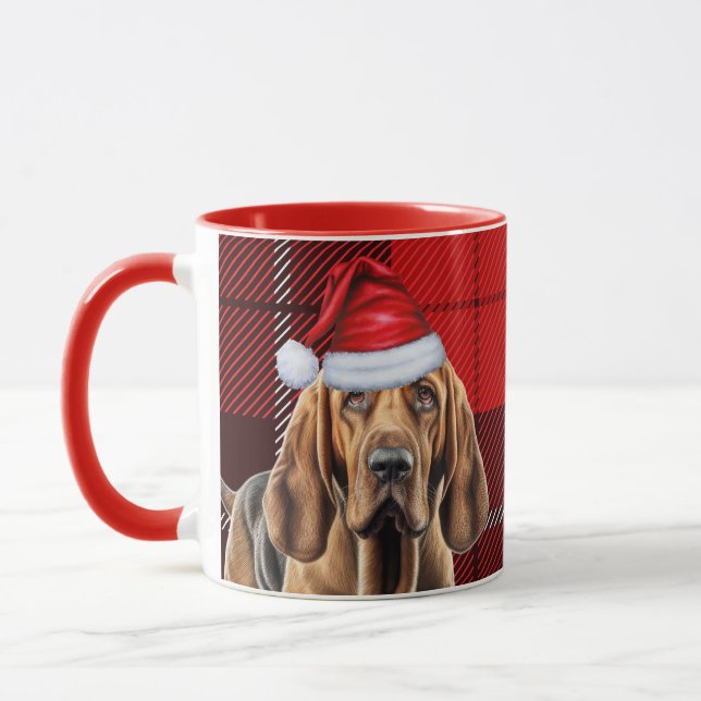 Mug Bloodhound Amoureux des chiens Rouge Fêtes Jour de (Gauche)